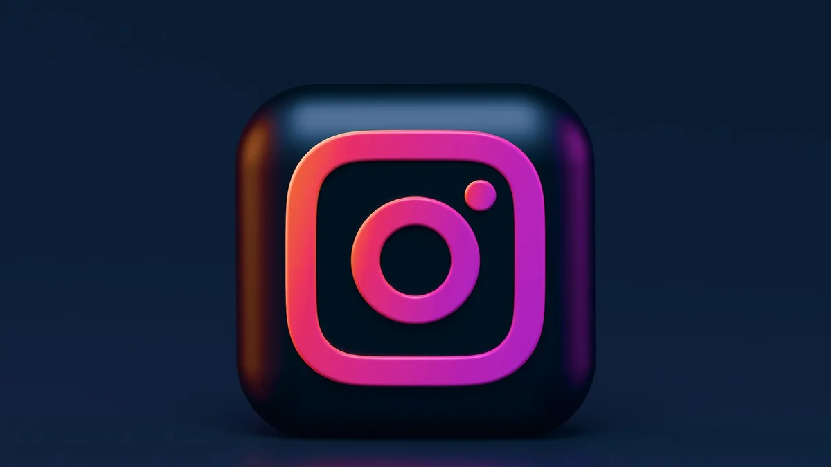 Glowing 3D Instagram app icon on a dark background, representing a business relying only on social media