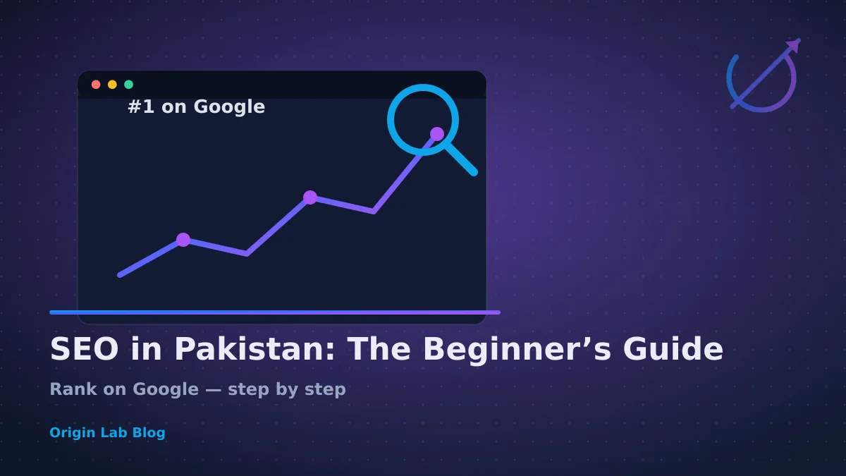 Rising analytics graph with magnifying glass representing SEO growth for Pakistani businesses
