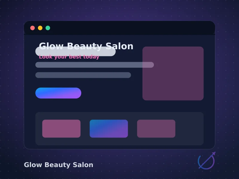Glow Beauty Salon website with service price list and WhatsApp booking button