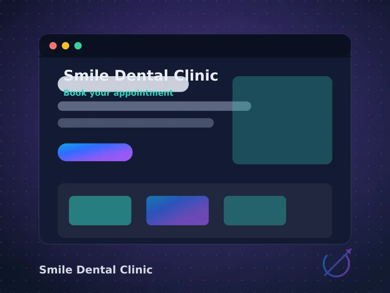 Smile Dental Clinic website with services list and online appointment booking section