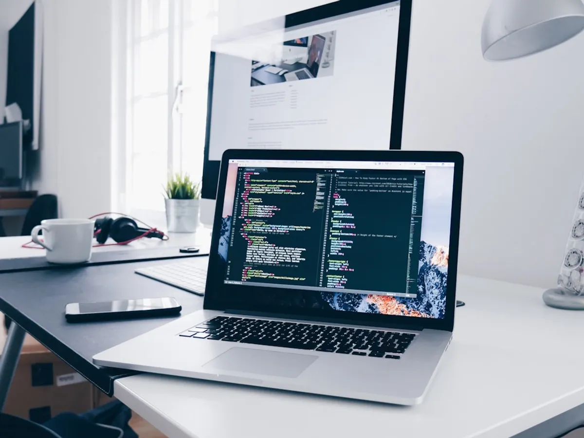 Clean website code and a fast-loading web page representing modern web development